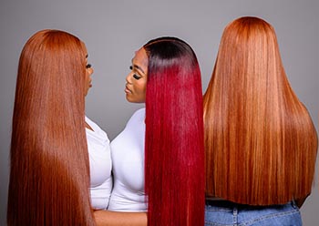 photo of three ladies in luxury wigs