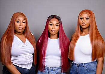 photo of three ladies in luxury wigs